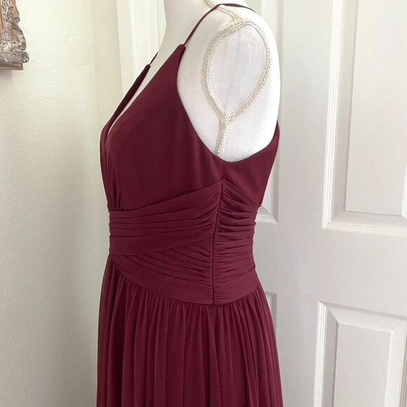 David's Bridal Celebrate F20052 Spaghetti Strap Mesh Cross Waist Dress Size 8 - Picture 7 of 15